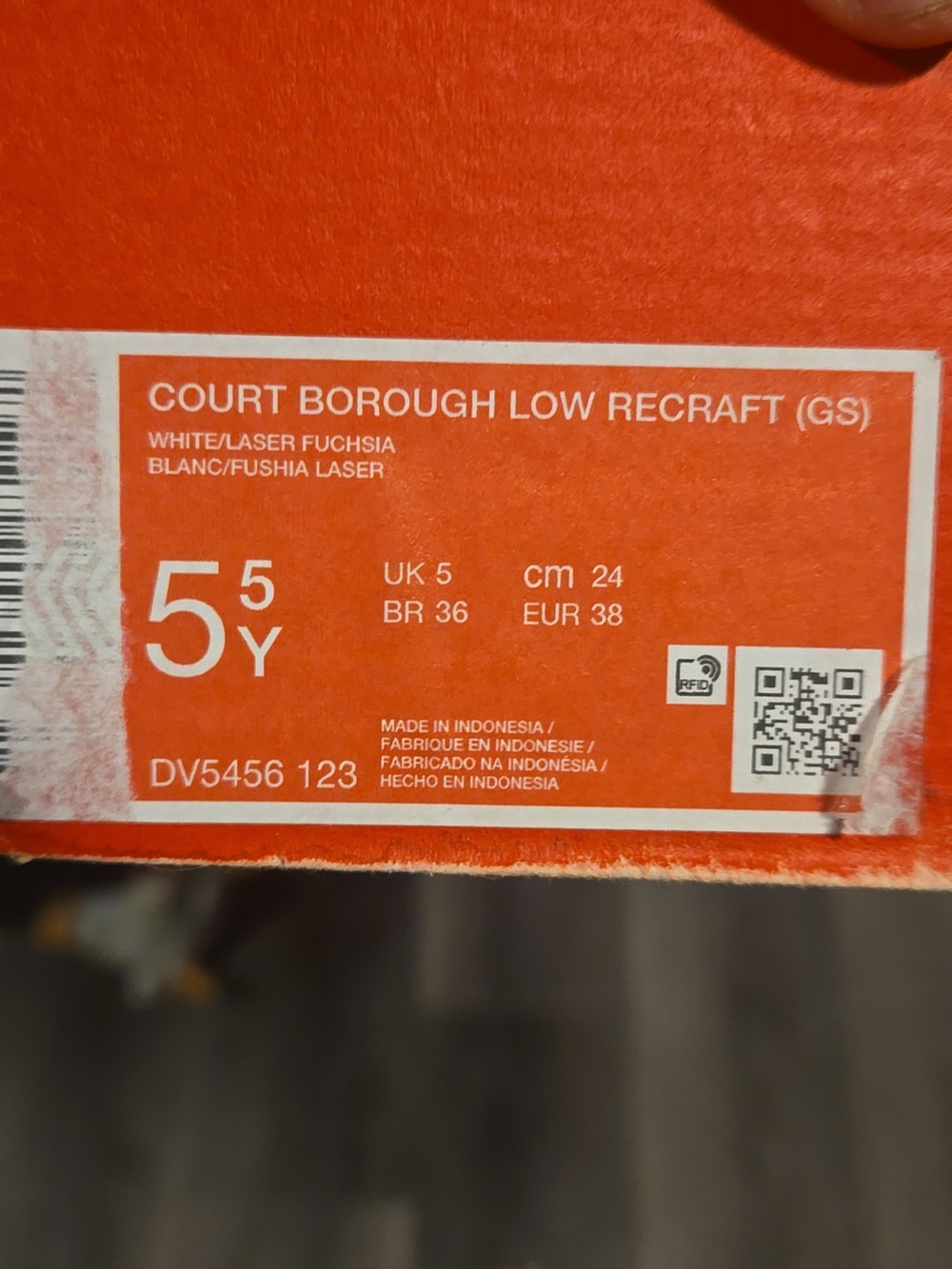 Nike Court Borough Low Pink/White Size 5.5 Y/ Also Fits Women 7 Brand New - Picture 11 of 11